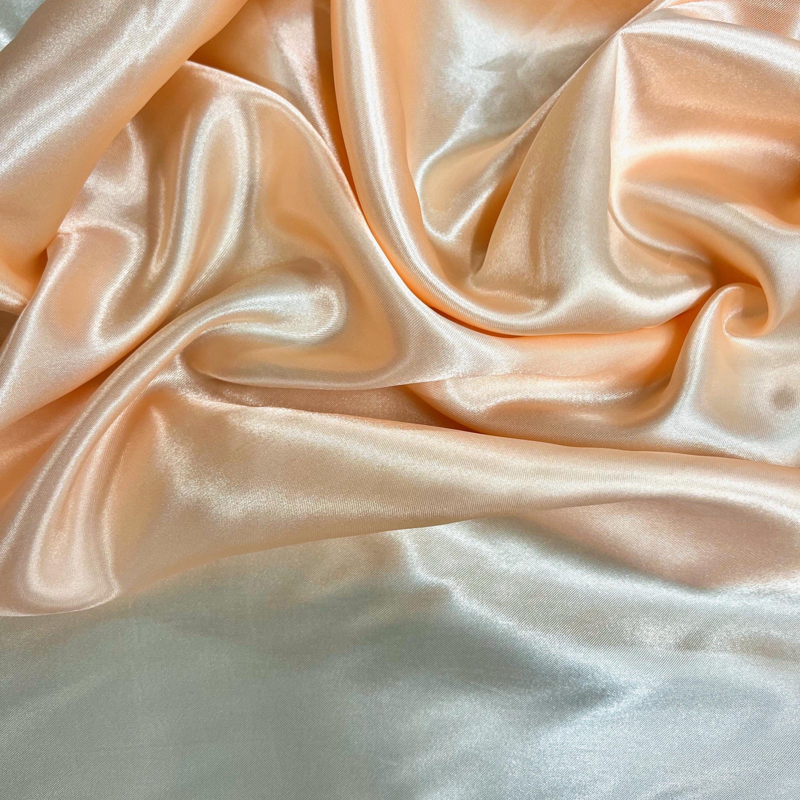 Mara PEACH Polyester Charmeuse Satin Fabric by the Yard for Bridal Dresses, Gowns, Clothes, Lining, Party Decor, Costumes, Crafts