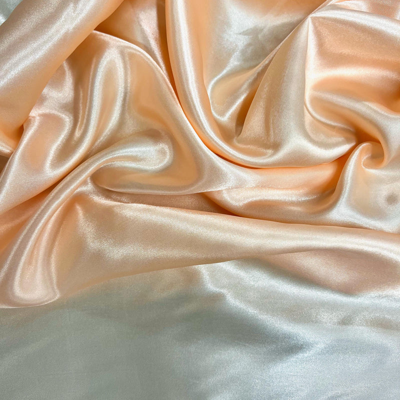 Mara PEACH Polyester Charmeuse Satin Fabric by the Yard for Bridal Dresses, Gowns, Clothes, Lining, Party Decor, Costumes, Crafts