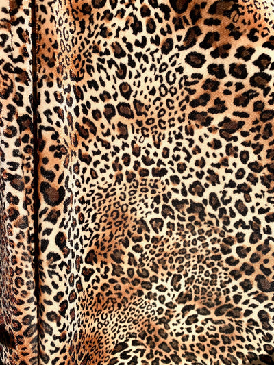 Dana BLACK BROWN RUST Leopard Pattern Polyester Stretch Velvet Fabric for Bows, Top Knots, Head Wraps, Scrunchies, Clothes, Costumes, Crafts