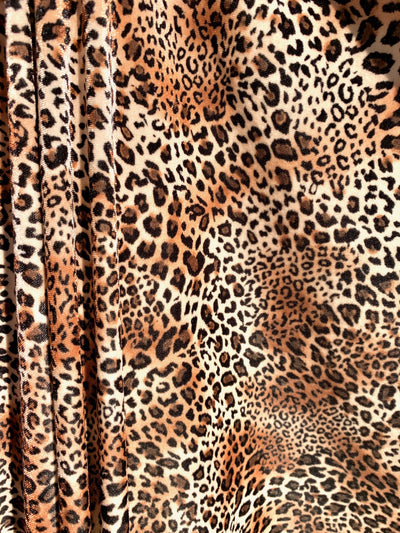 Dana BLACK BROWN RUST Leopard Pattern Polyester Stretch Velvet Fabric for Bows, Top Knots, Head Wraps, Scrunchies, Clothes, Costumes, Crafts