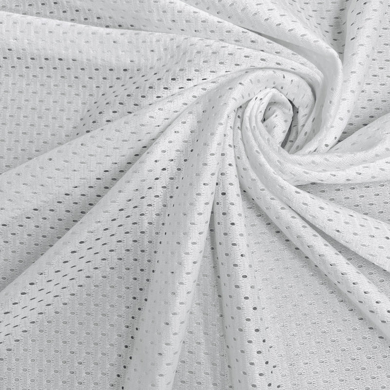 Sawyer WHITE Polyester Football Sports Mesh Knit Fabric by the Yard - 10047
