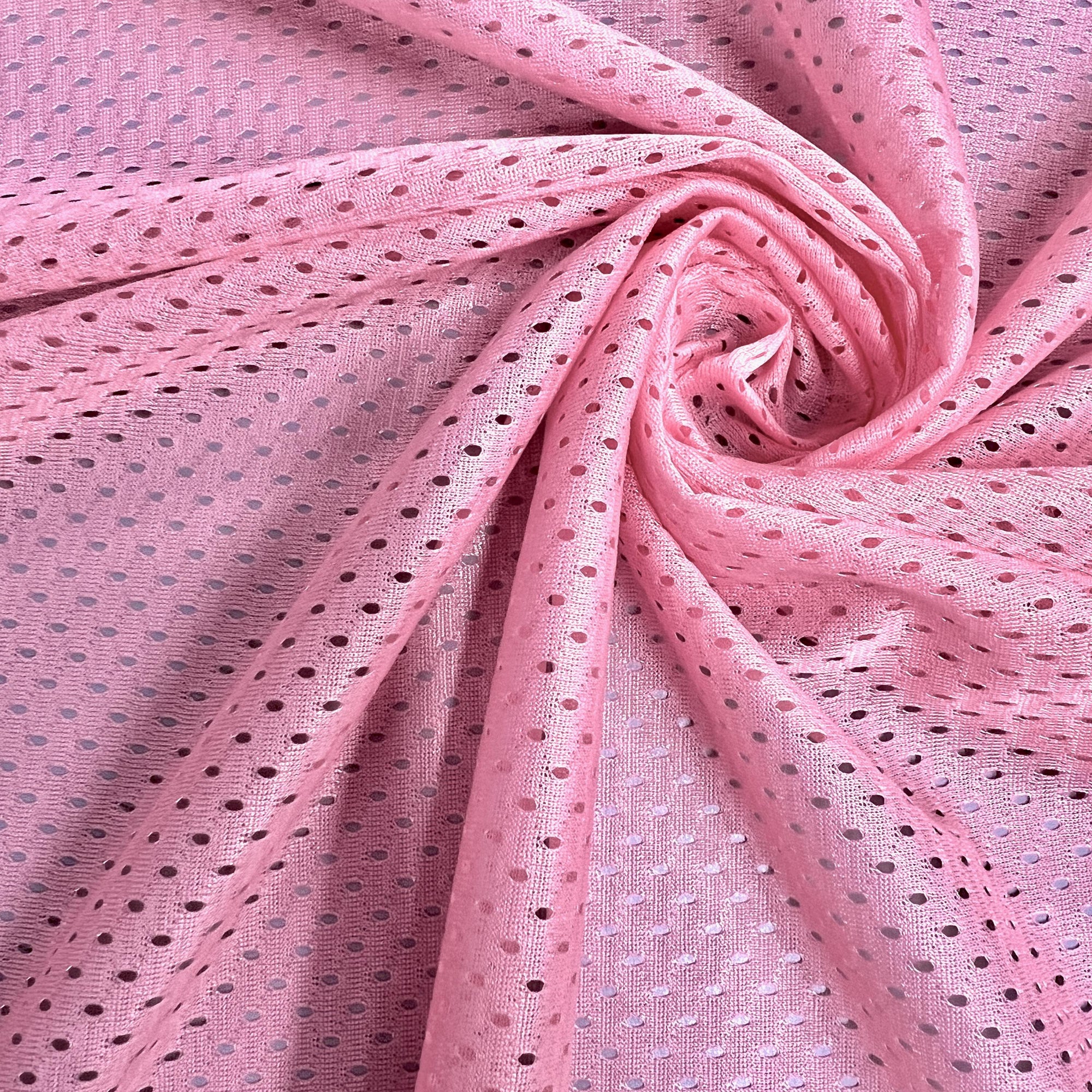 Sawyer PINK Polyester Football Sports Mesh Knit Fabric by the Yard - 10047