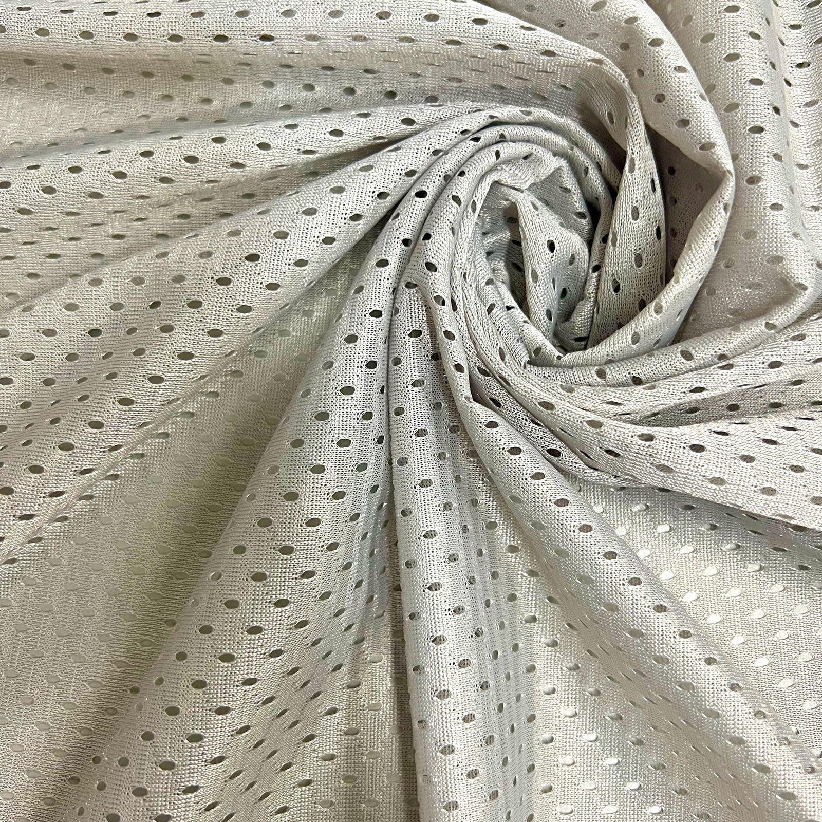 Sawyer SILVER Polyester Football Sports Mesh Knit Fabric by the Yard - 10047