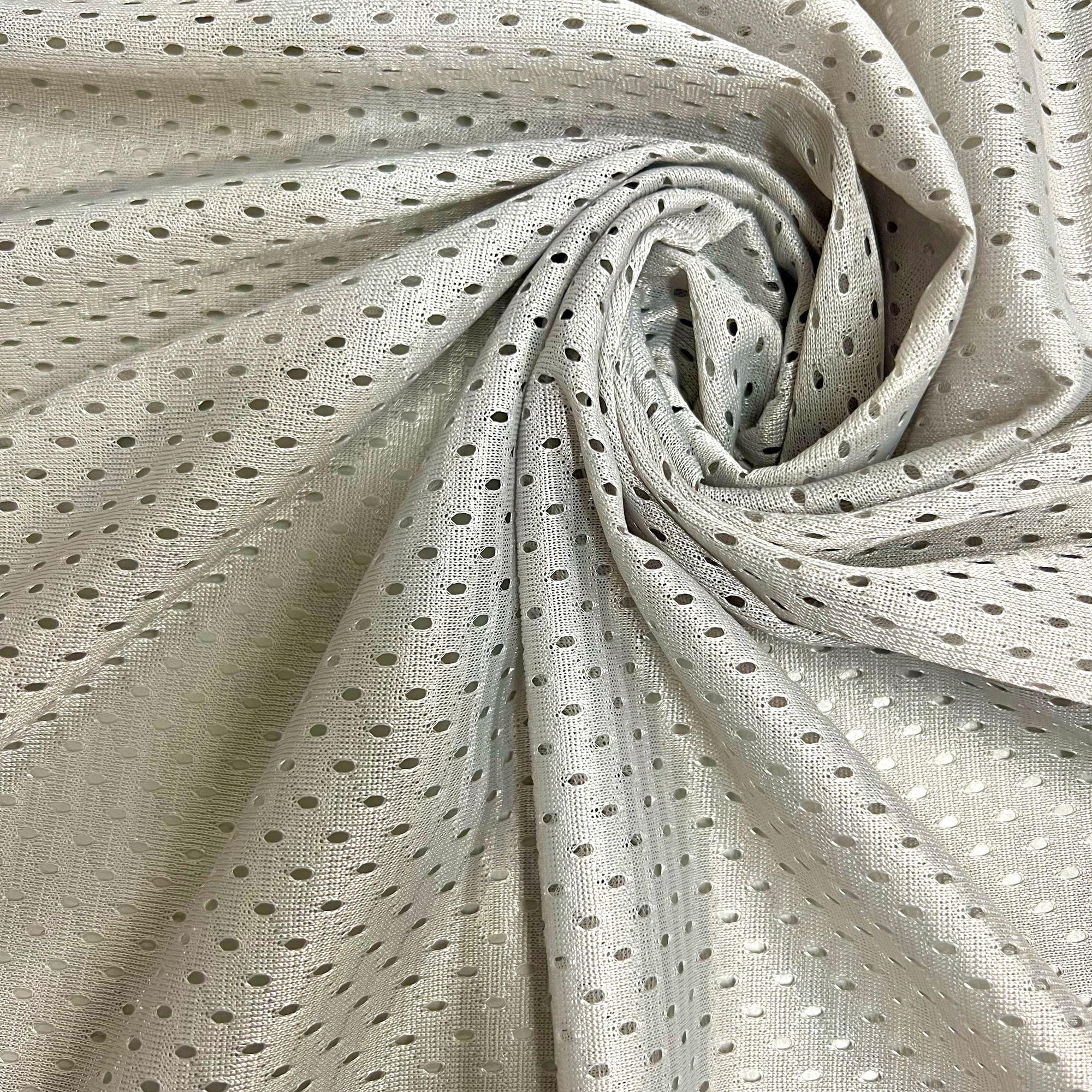 Sawyer SILVER Polyester Football Sports Mesh Knit Fabric by the Yard - 10047