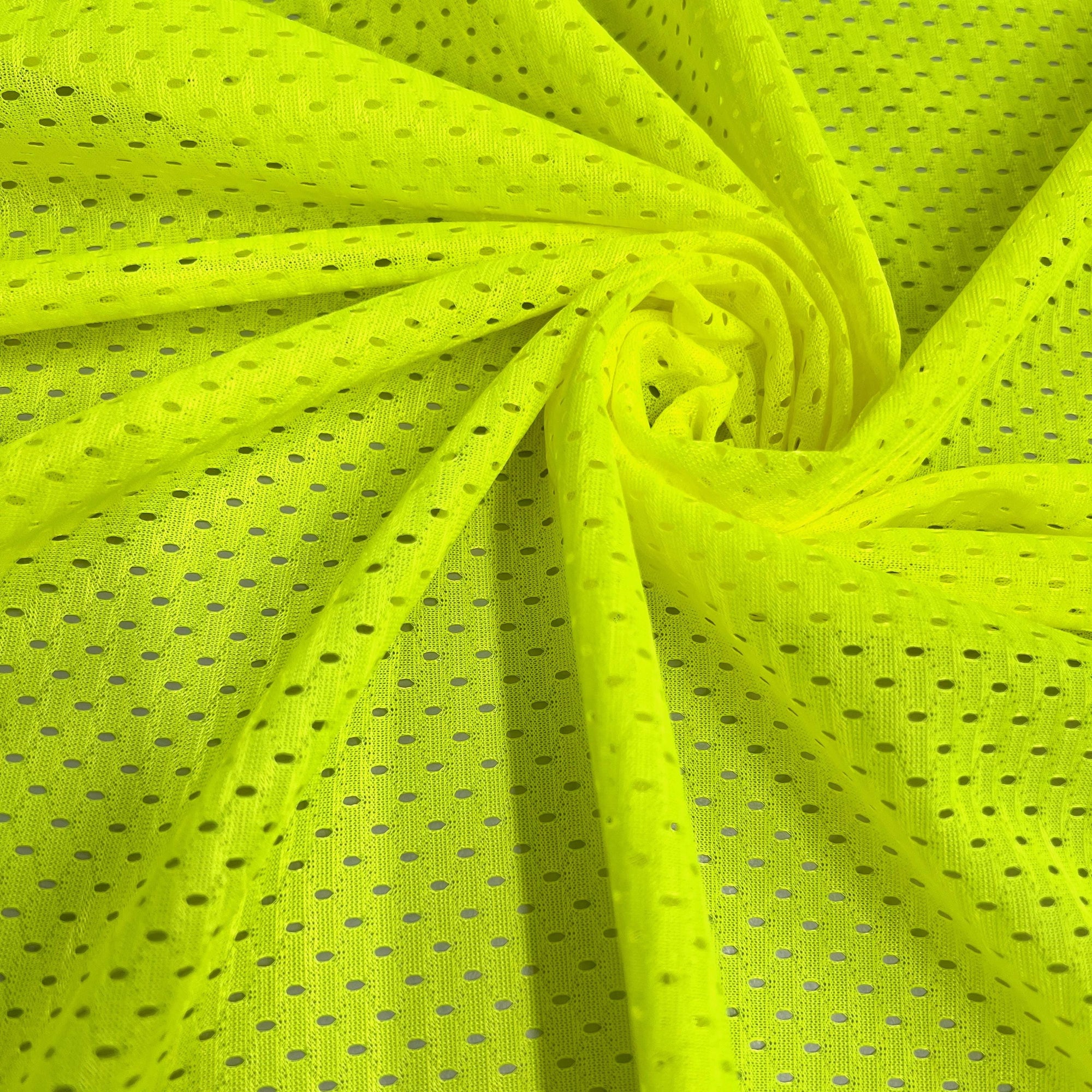 Sawyer NEON YELLOW Polyester Football Sports Mesh Knit Fabric by the Yard - 10047