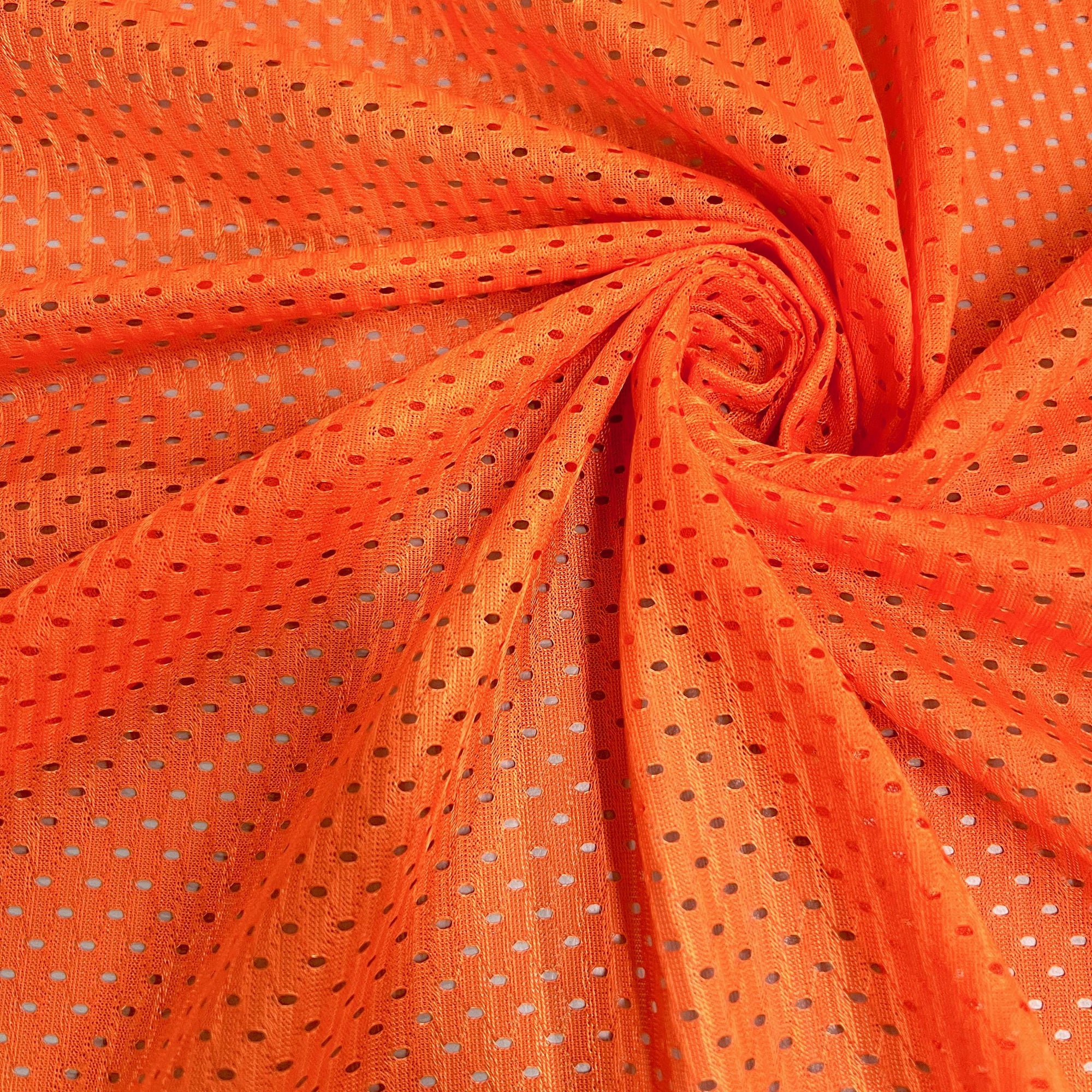 Sawyer ORANGE Polyester Football Sports Mesh Knit Fabric by the Yard