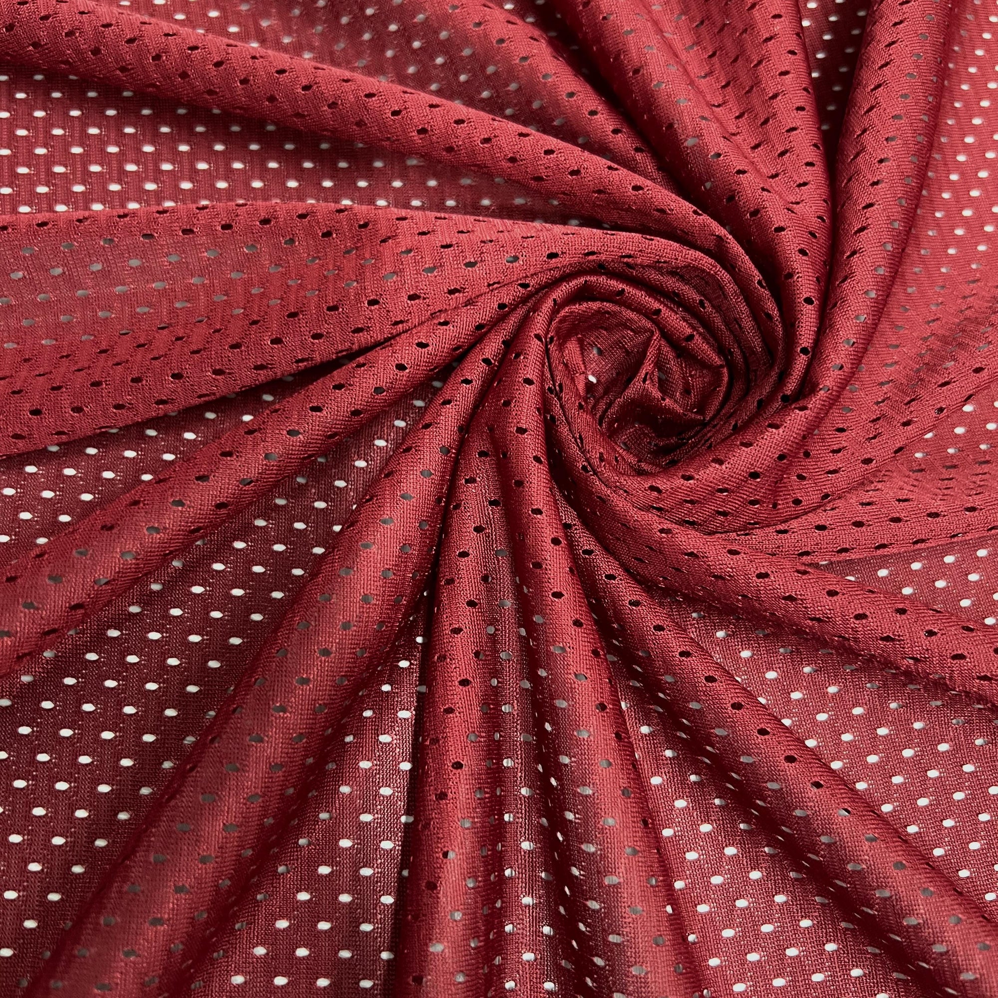 Sawyer CARDINAL RED Polyester Football Sports Mesh Knit Fabric by the Yard - 10047