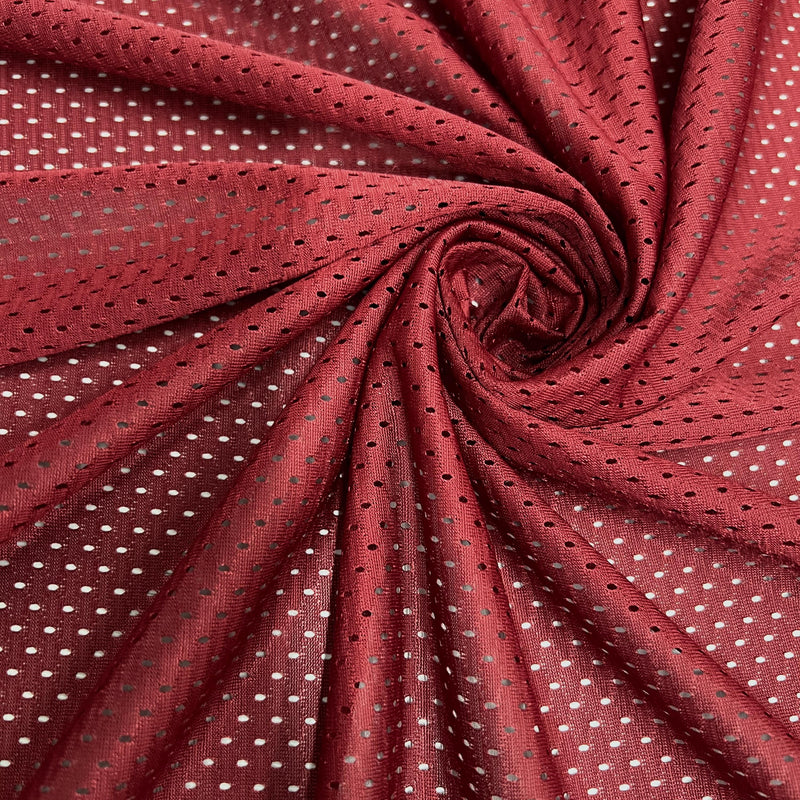 Sawyer CARDINAL RED Polyester Football Sports Mesh Knit Fabric by the Yard - 10047