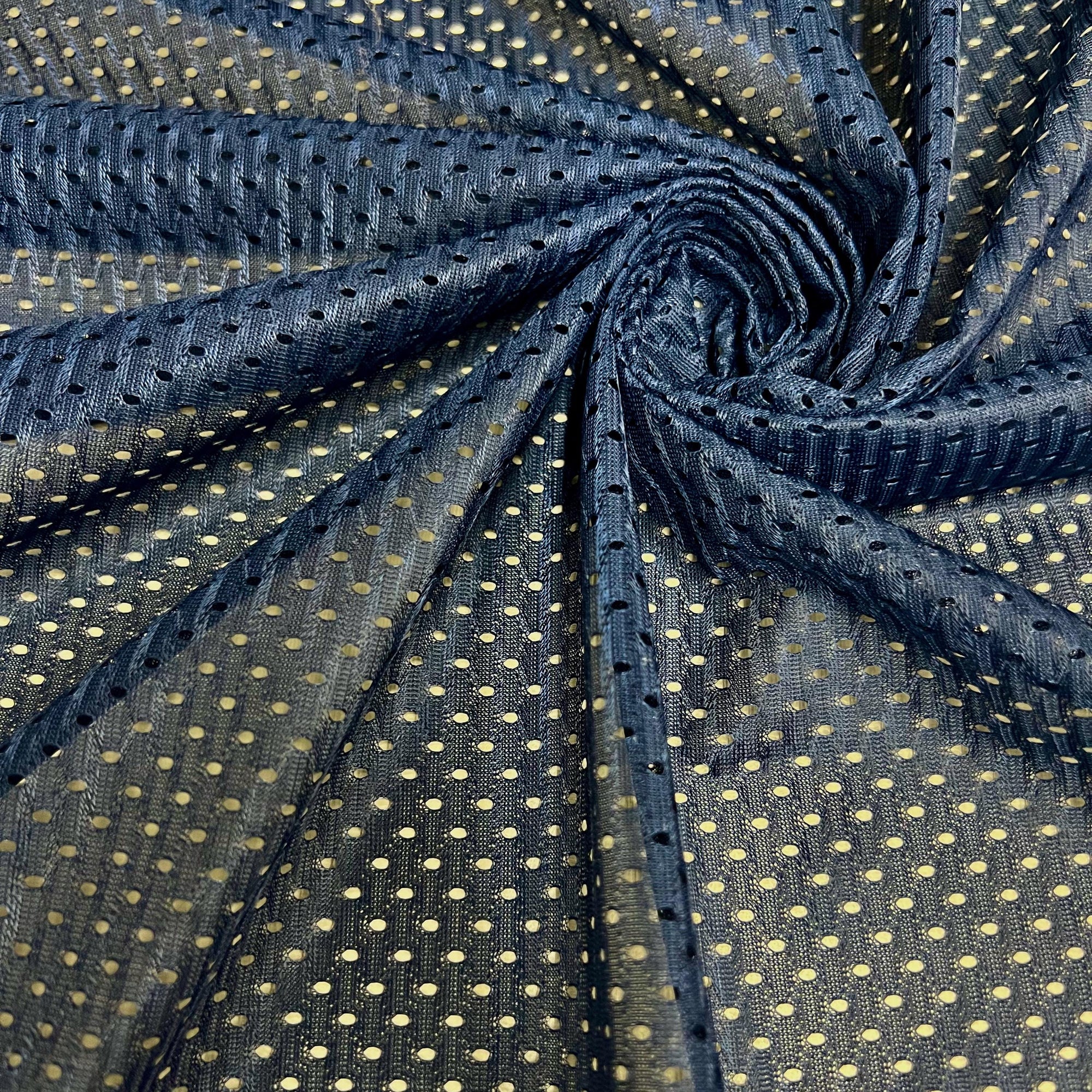 Sawyer NAVY BLUE Polyester Football Sports Mesh Knit Fabric by the Yard - 10047