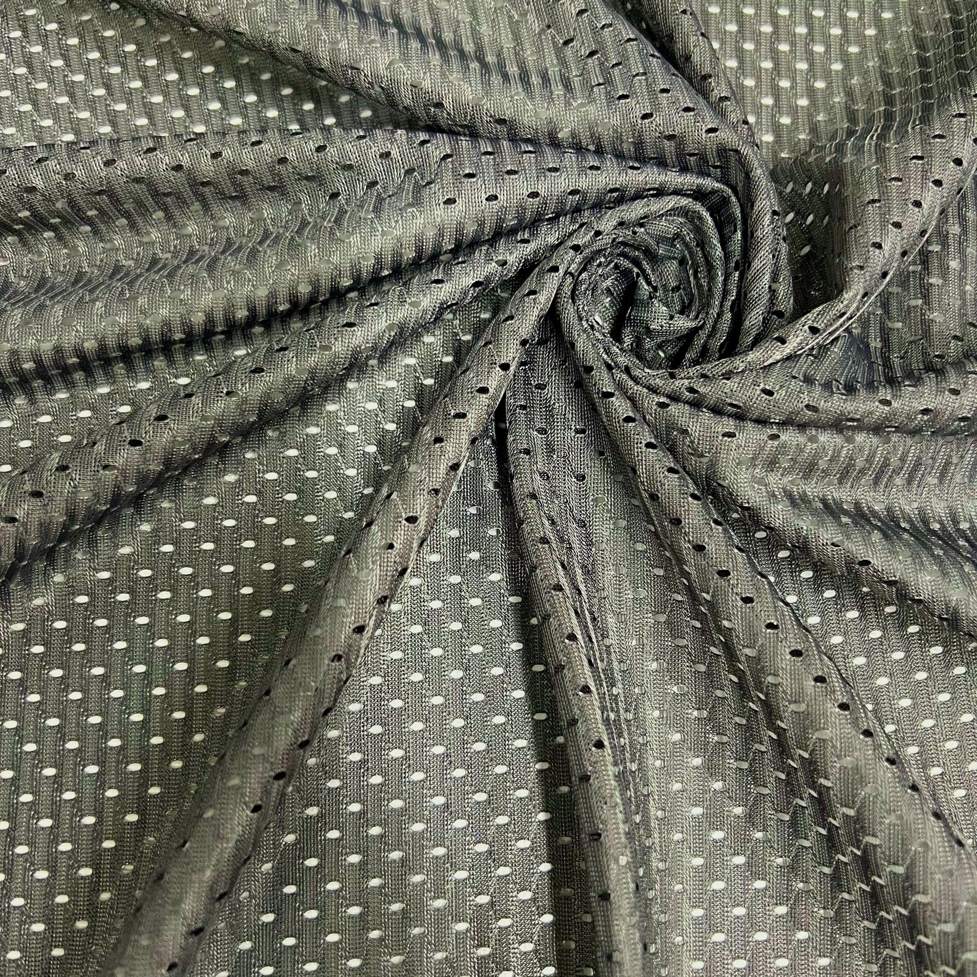 Sawyer DARK GREY Polyester Football Sports Mesh Knit Fabric by the Yard - 10047