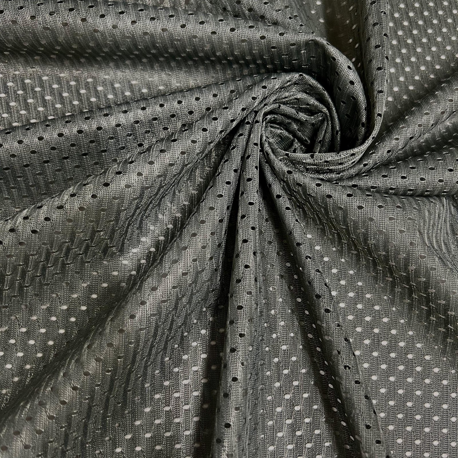 Sawyer CHARCOAL GREY Polyester Football Sports Mesh Knit Fabric by the Yard - 10047
