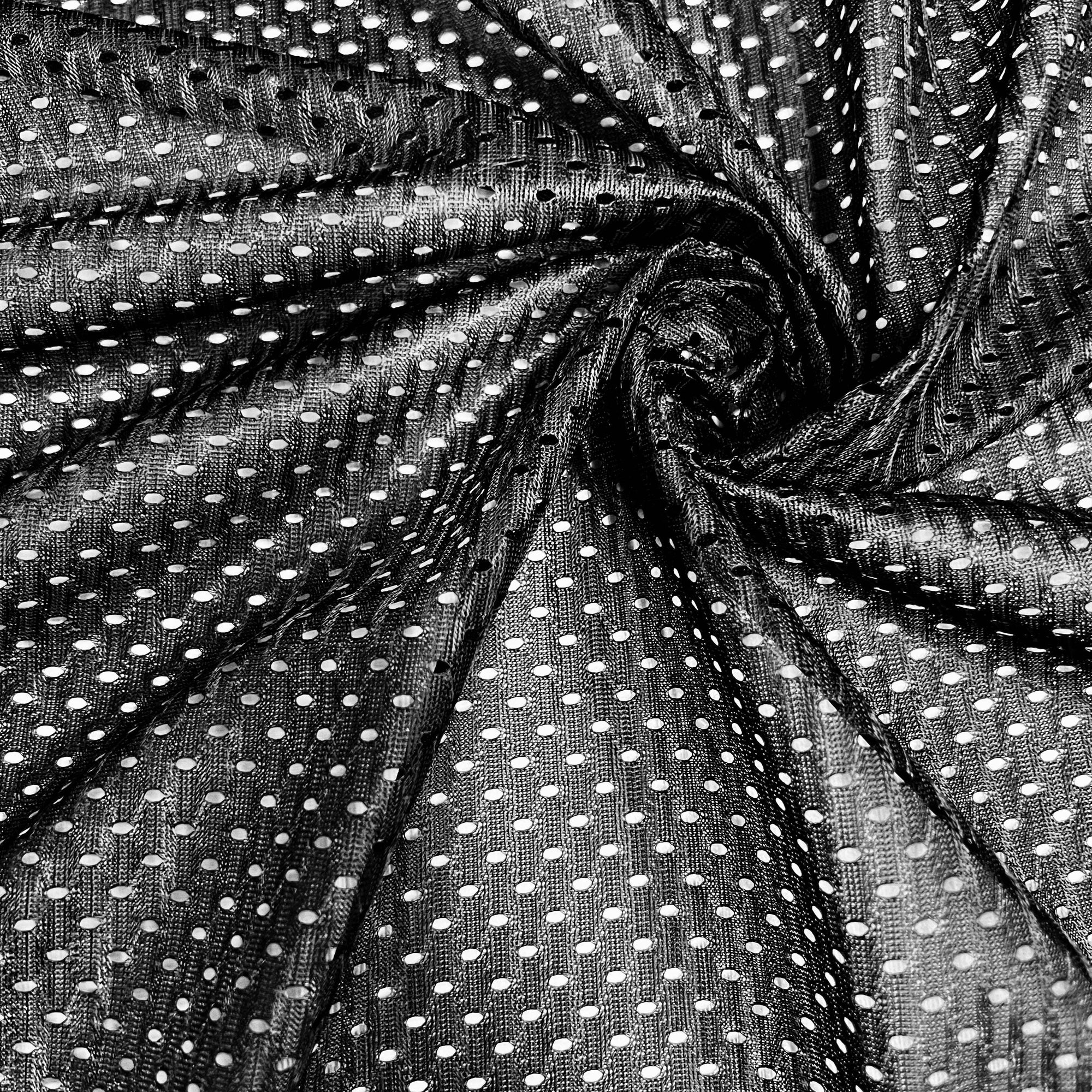 Sawyer BLACK Polyester Football Sports Mesh Knit Fabric by the Yard - 10047