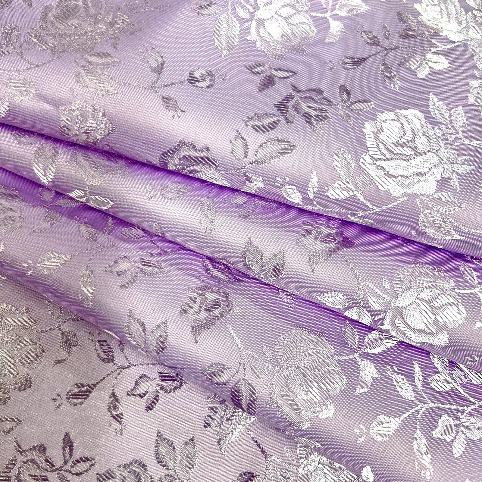 Kayla LILAC Polyester Floral Jacquard Satin Fabric by the Yard for Clothes, Costumes, Home Decorations, Arts and Crafts
