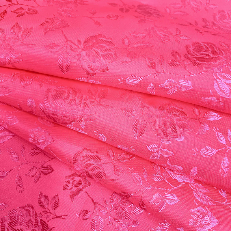 Kayla NEON PINK Polyester Floral Jacquard Satin Fabric by the Yard for Clothes, Costumes, Home Decorations, Arts and Crafts