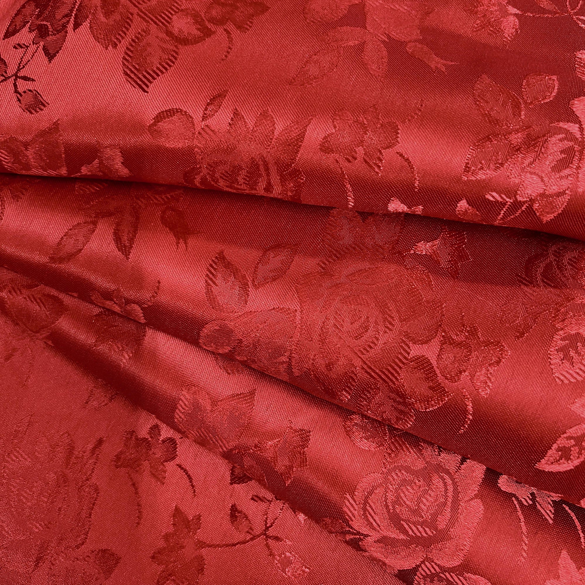 Kayla DARK RED Polyester Floral Jacquard Satin Fabric by the Yard for Clothes, Costumes, Home Decorations, Arts and Crafts