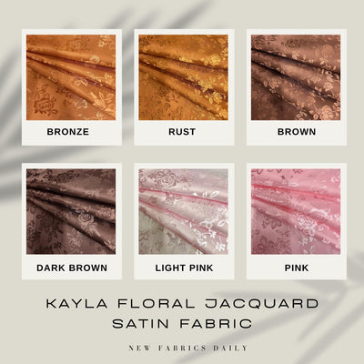 Kayla Polyester Floral Jacquard Satin Fabric by the Yard for Clothes, Costumes, Home Decorations, Arts and Crafts