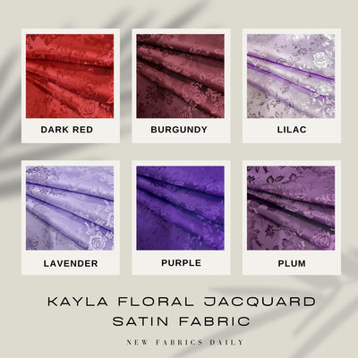 Kayla Polyester Floral Jacquard Satin Fabric by the Yard for Clothes, Costumes, Home Decorations, Arts and Crafts