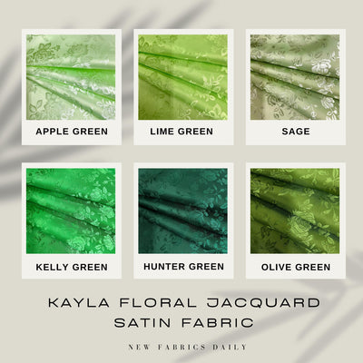 Kayla Polyester Floral Jacquard Satin Fabric by the Yard for Clothes, Costumes, Home Decorations, Arts and Crafts