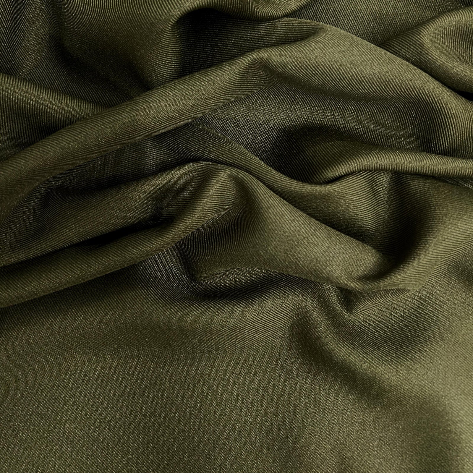 Delaney DARK OLIVE GREEN Polyester Gabardine Fabric for Skirts, Suits, Overcoats, Trousers/Slacks, Uniforms, Lining, etc.
