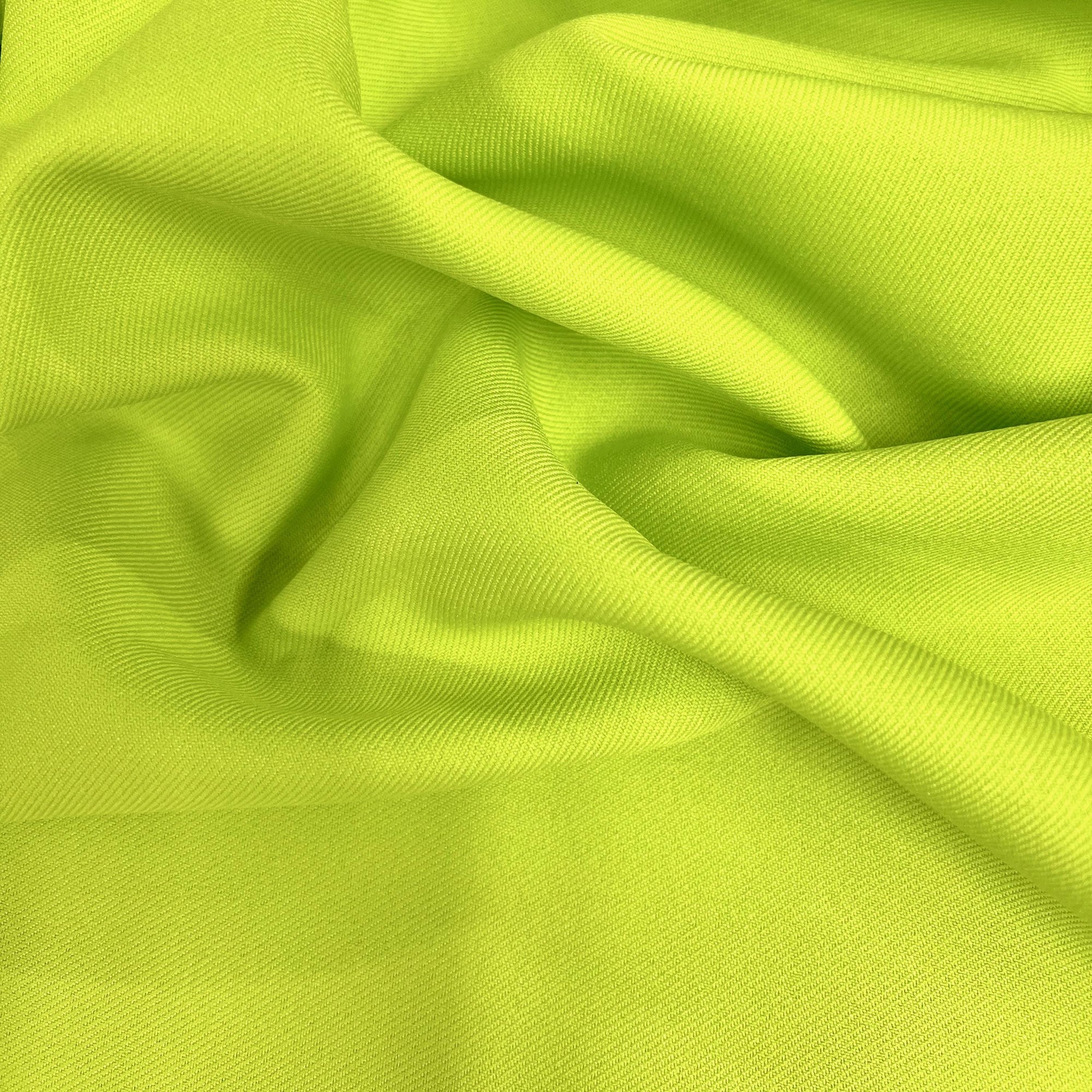 Delaney LIME GREEN Polyester Gabardine Fabric for Skirts, Suits, Overcoats, Trousers/Slacks, Uniforms, Lining, etc.