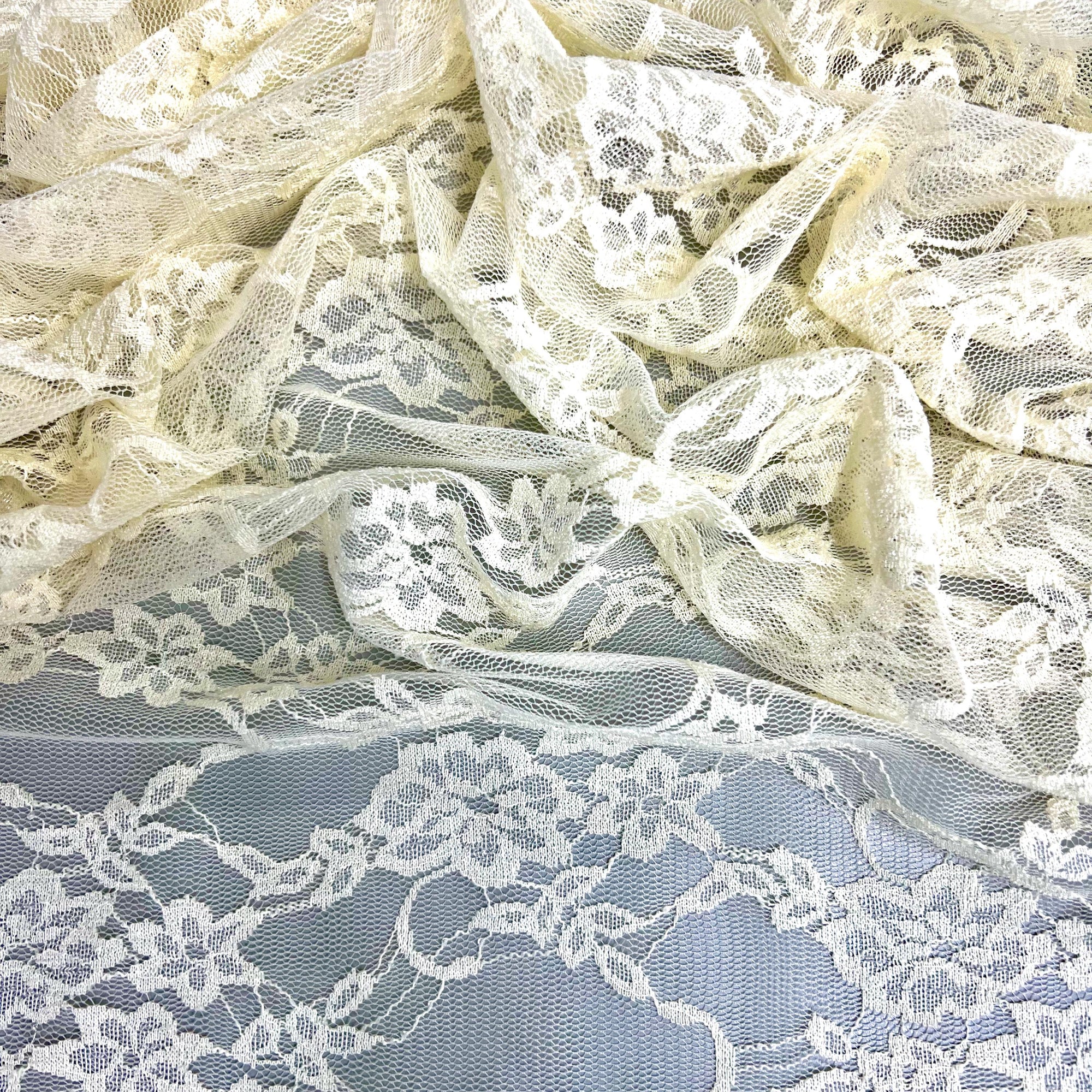 Emily IVORY Floral Nylon 4-way Stretch Spandex Lace Fabric