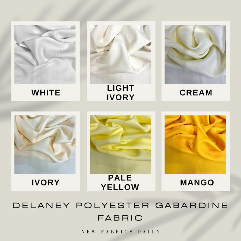 Delaney Polyester Gabardine Fabric for Skirts, Suits, Overcoats, Trousers/Slacks, Uniforms, Lining, etc.