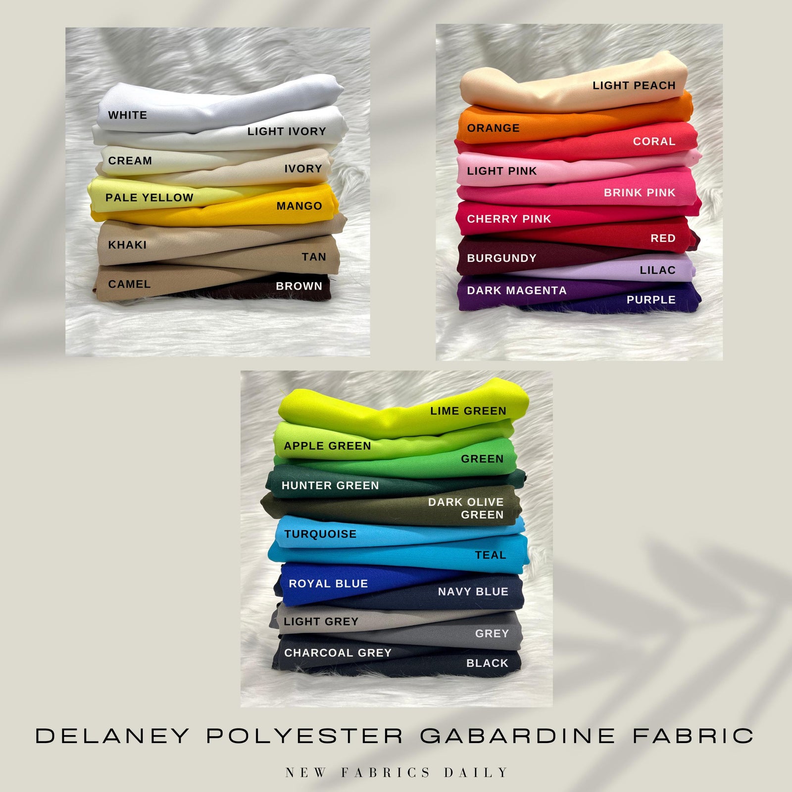 Delaney Polyester Gabardine Fabric for Skirts, Suits, Overcoats, Trousers/Slacks, Uniforms, Lining, etc.