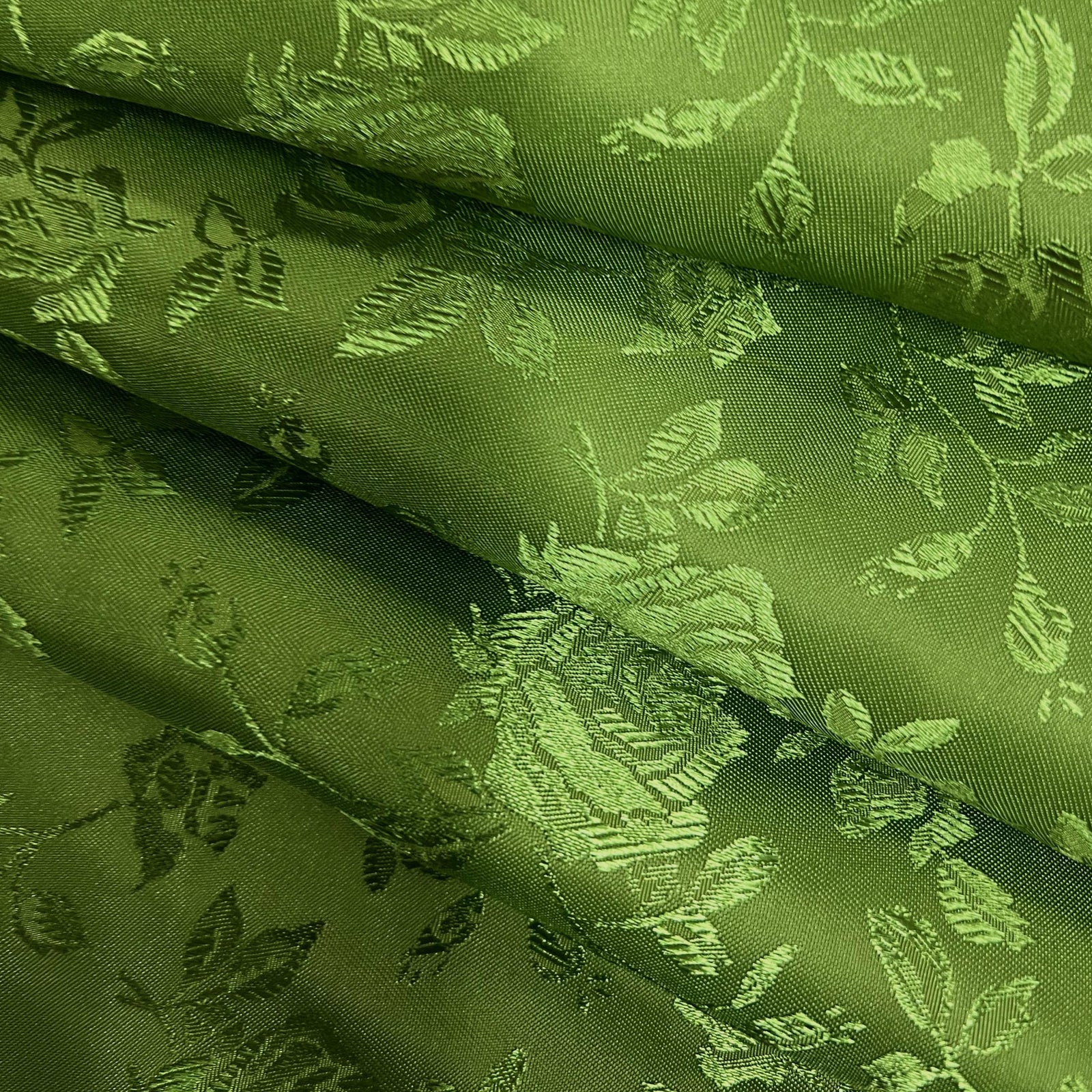 Kayla OLIVE GREEN Polyester Floral Jacquard Satin Fabric by the Yard for Clothes, Costumes, Home Decorations, Arts and Crafts