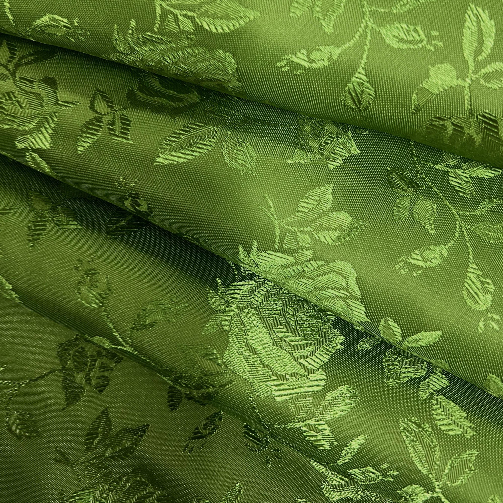 Kayla OLIVE GREEN Polyester Floral Jacquard Satin Fabric by the Yard for Clothes, Costumes, Home Decorations, Arts and Crafts