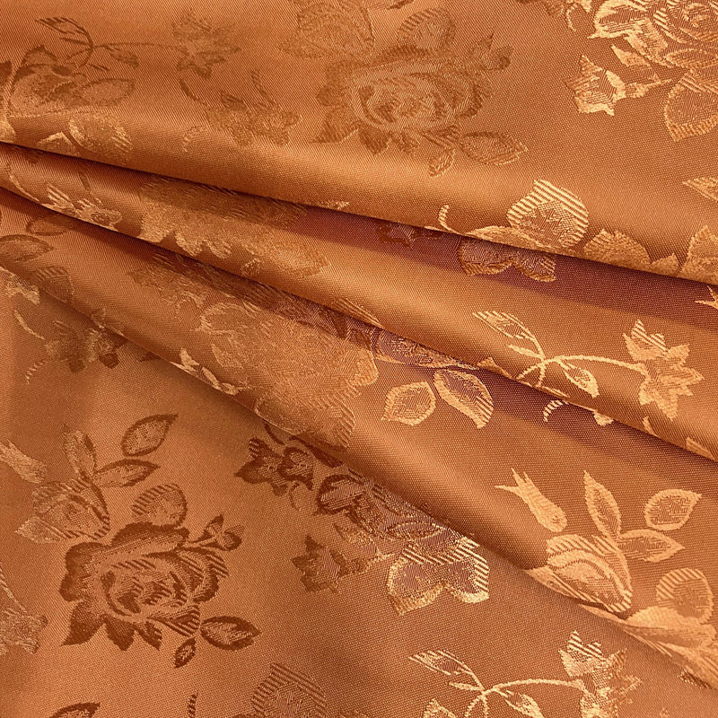 Kayla BRONZE Polyester Floral Jacquard Satin Fabric by the Yard for Clothes, Costumes, Home Decorations, Arts and Crafts