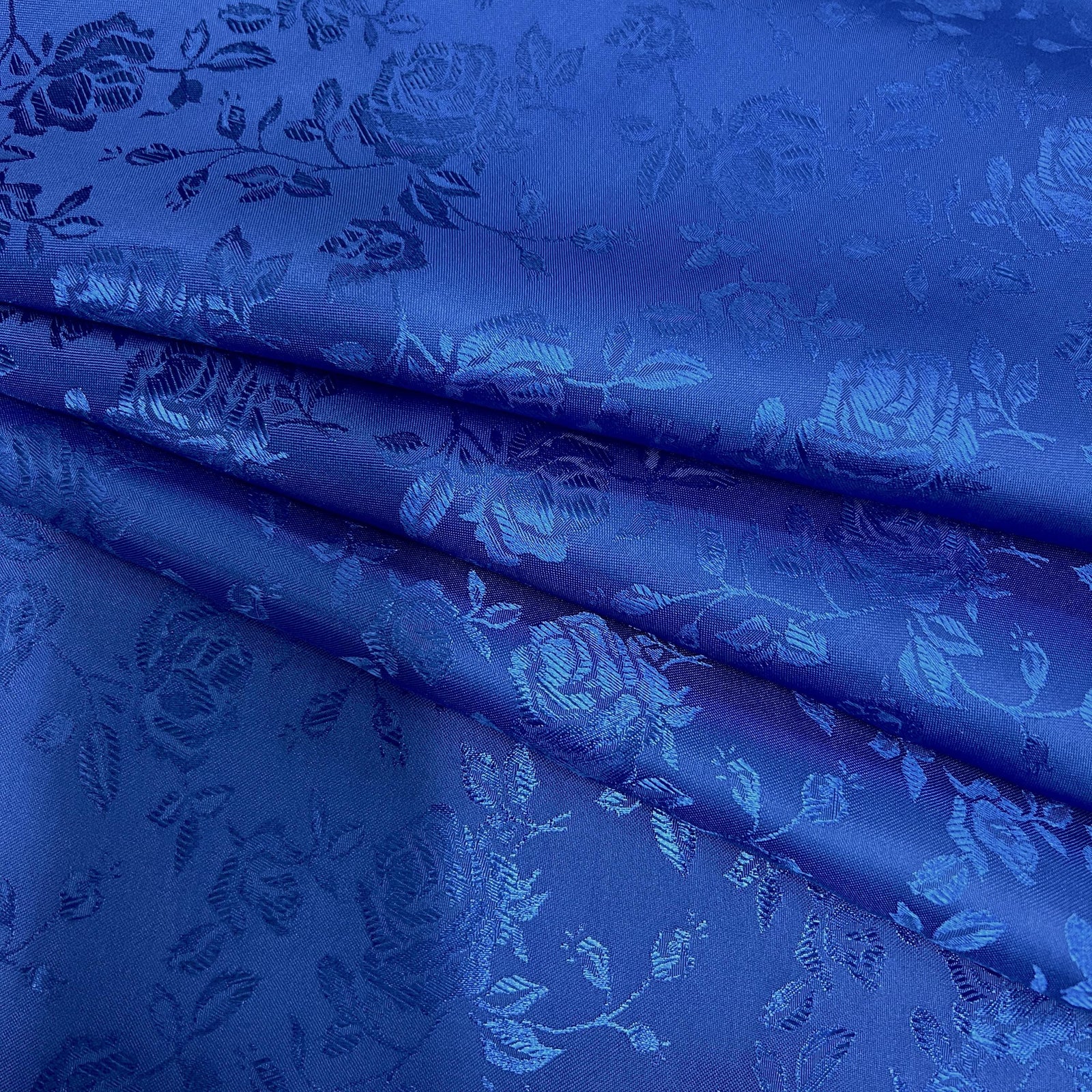 Kayla ROYAL BLUE Polyester Floral Jacquard Satin Fabric by the Yard for Clothes, Costumes, Home Decorations, Arts and Crafts