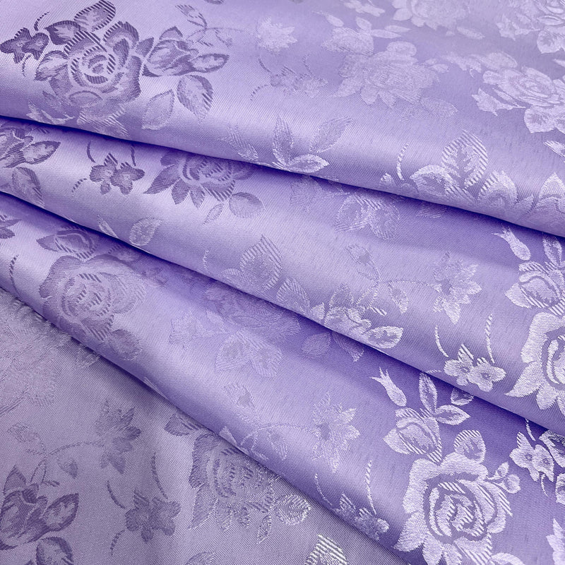 Kayla LAVENDER Polyester Floral Jacquard Satin Fabric by the Yard for Clothes, Costumes, Home Decorations, Arts and Crafts