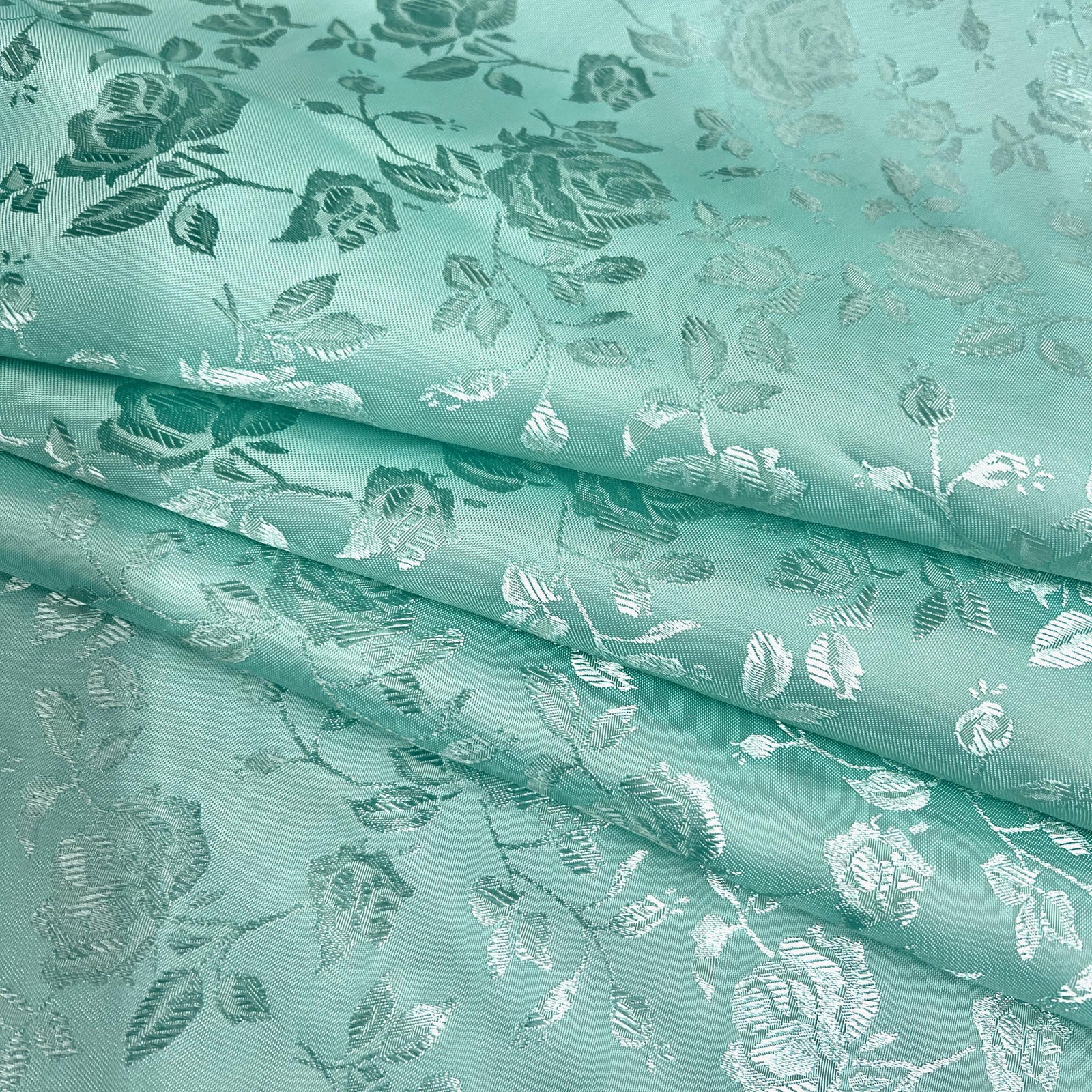 Kayla TIFFI BLUE Polyester Floral Jacquard Satin Fabric by the Yard for Clothes, Costumes, Home Decorations, Arts and Crafts