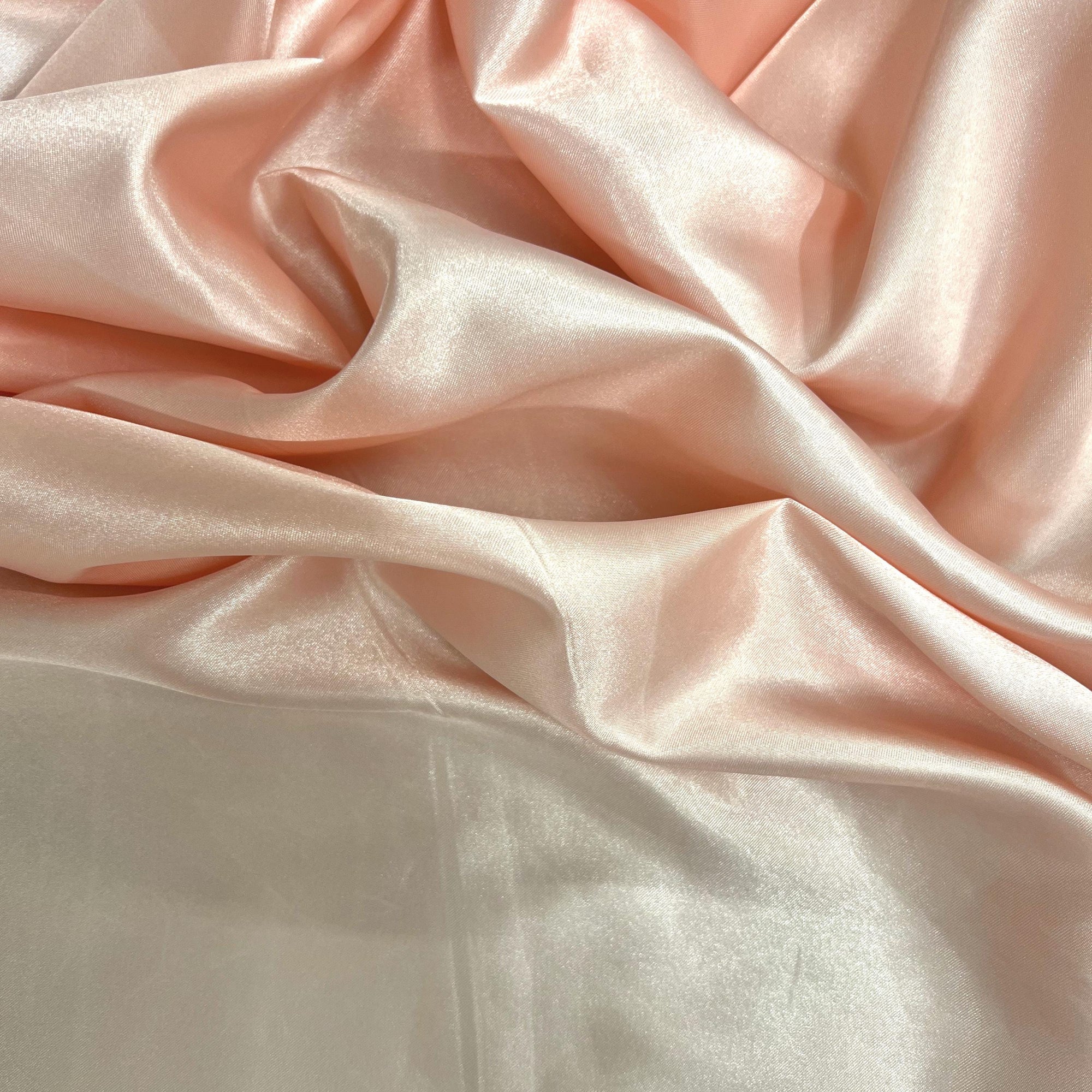Mara LIGHT BLUSH Polyester Charmeuse Satin Fabric by the Yard for Bridal Dresses, Gowns, Clothes, Lining, Party Decor, Costumes, Crafts