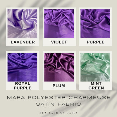 Mara Polyester Charmeuse Satin Fabric by the Yard for Bridal Dresses, Gowns, Clothes,  Lining, Party Decorations, Costumes, Crafts