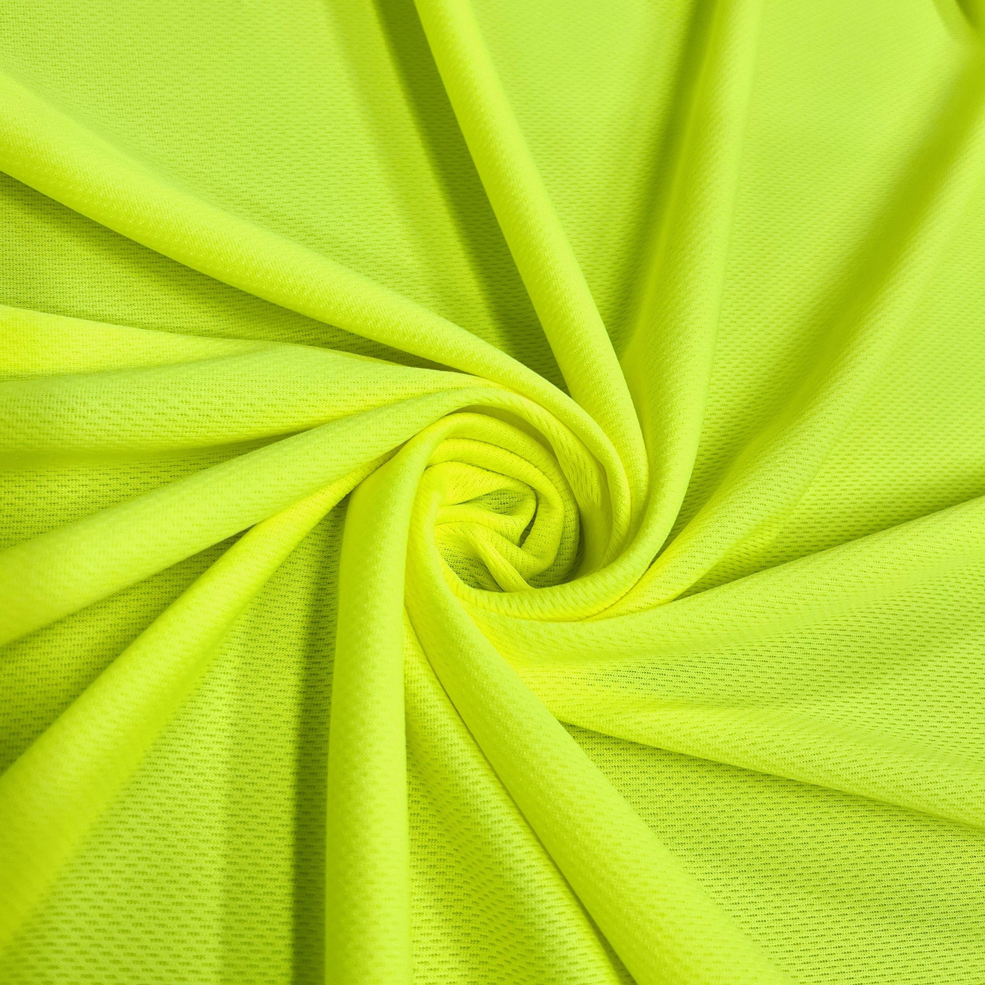 Mikaela NEON YELLOW Polyester Dimple Sports Mesh Knit Fabric by the Yard