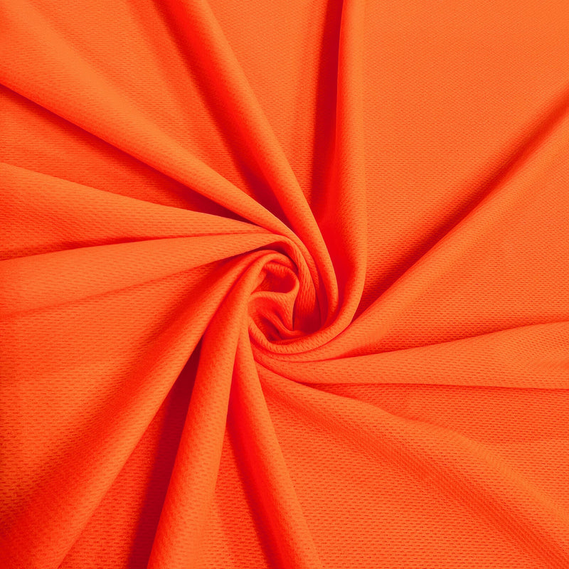 Mikaela NEON ORANGE Polyester Dimple Sports Mesh Knit Fabric by the Yard