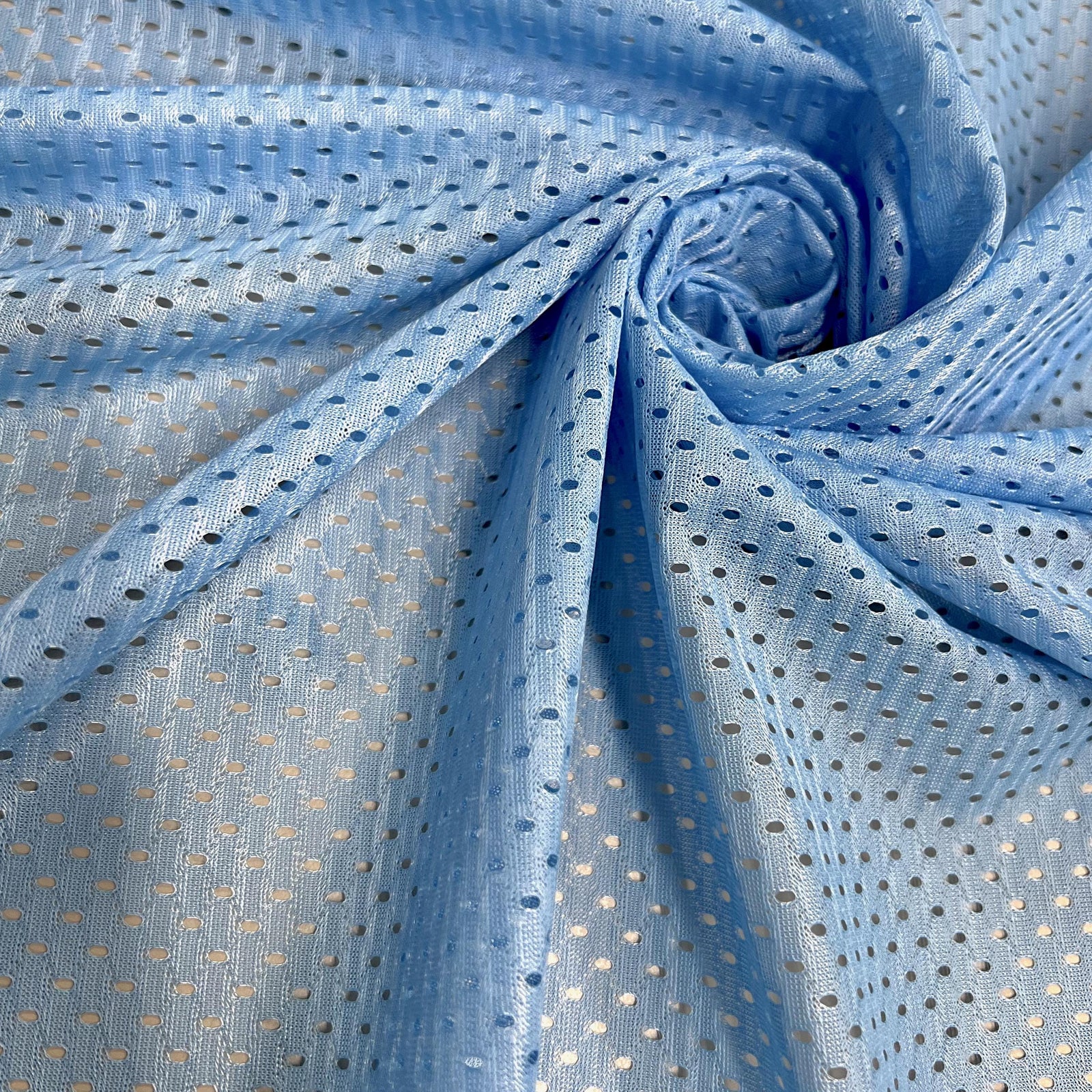 Sawyer SKY BLUE Polyester Football Sports Mesh Knit Fabric by the Yard - 10047