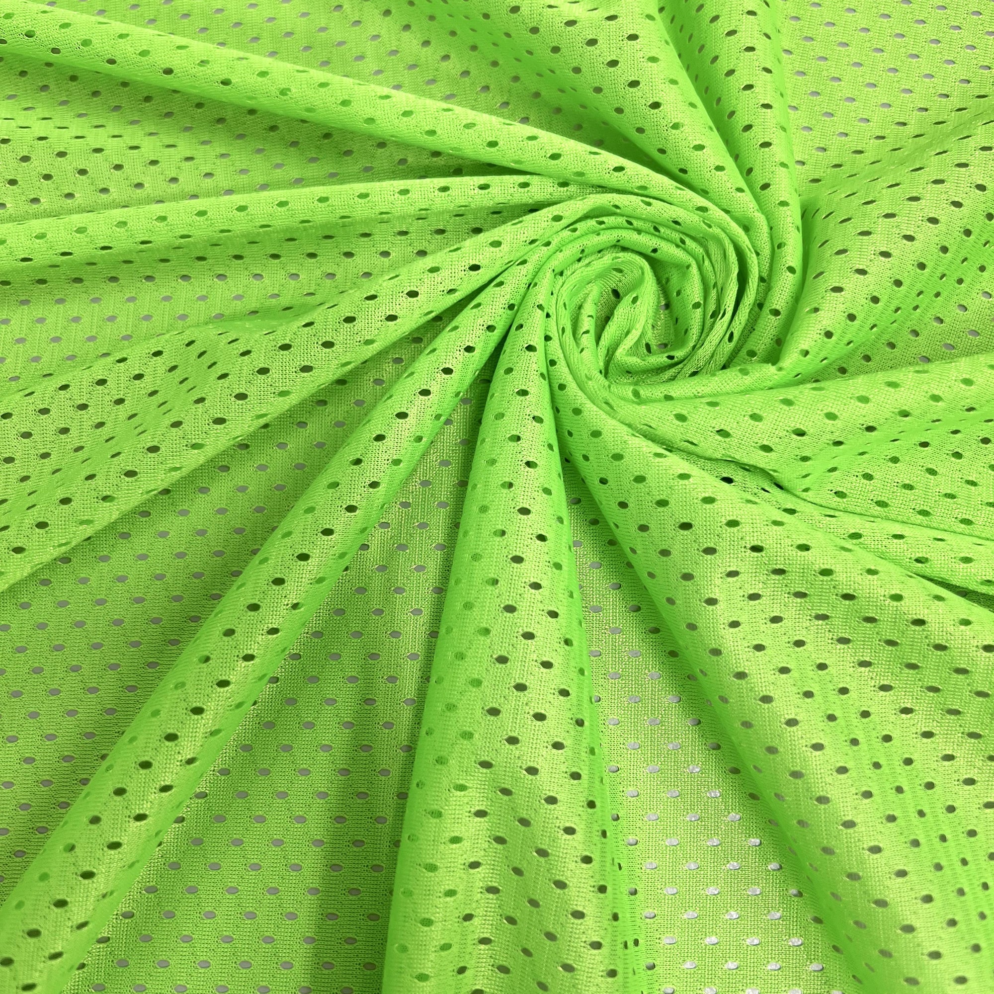 Sawyer LIME GREEN Polyester Football Sports Mesh Knit Fabric by the Yard - 10047