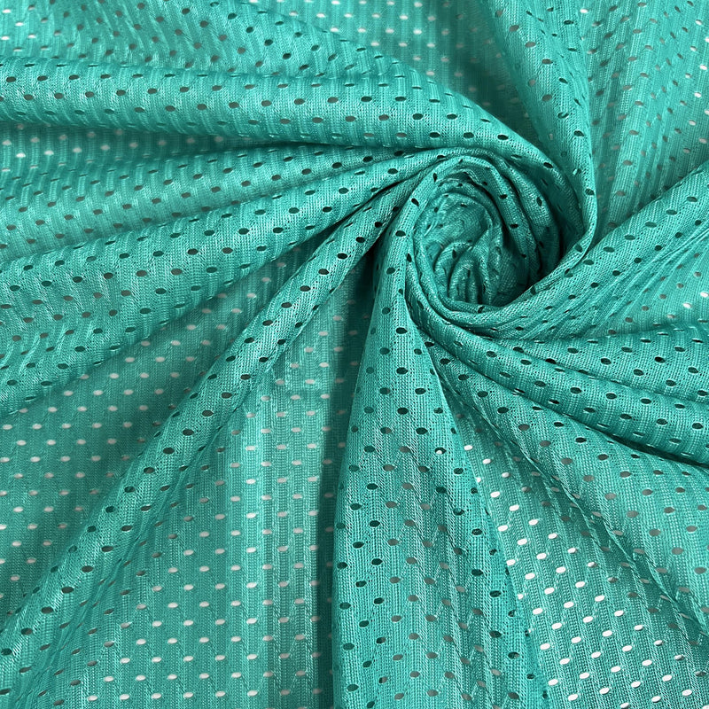 Sawyer TEAL Polyester Football Sports Mesh Knit Fabric by the Yard - 10047