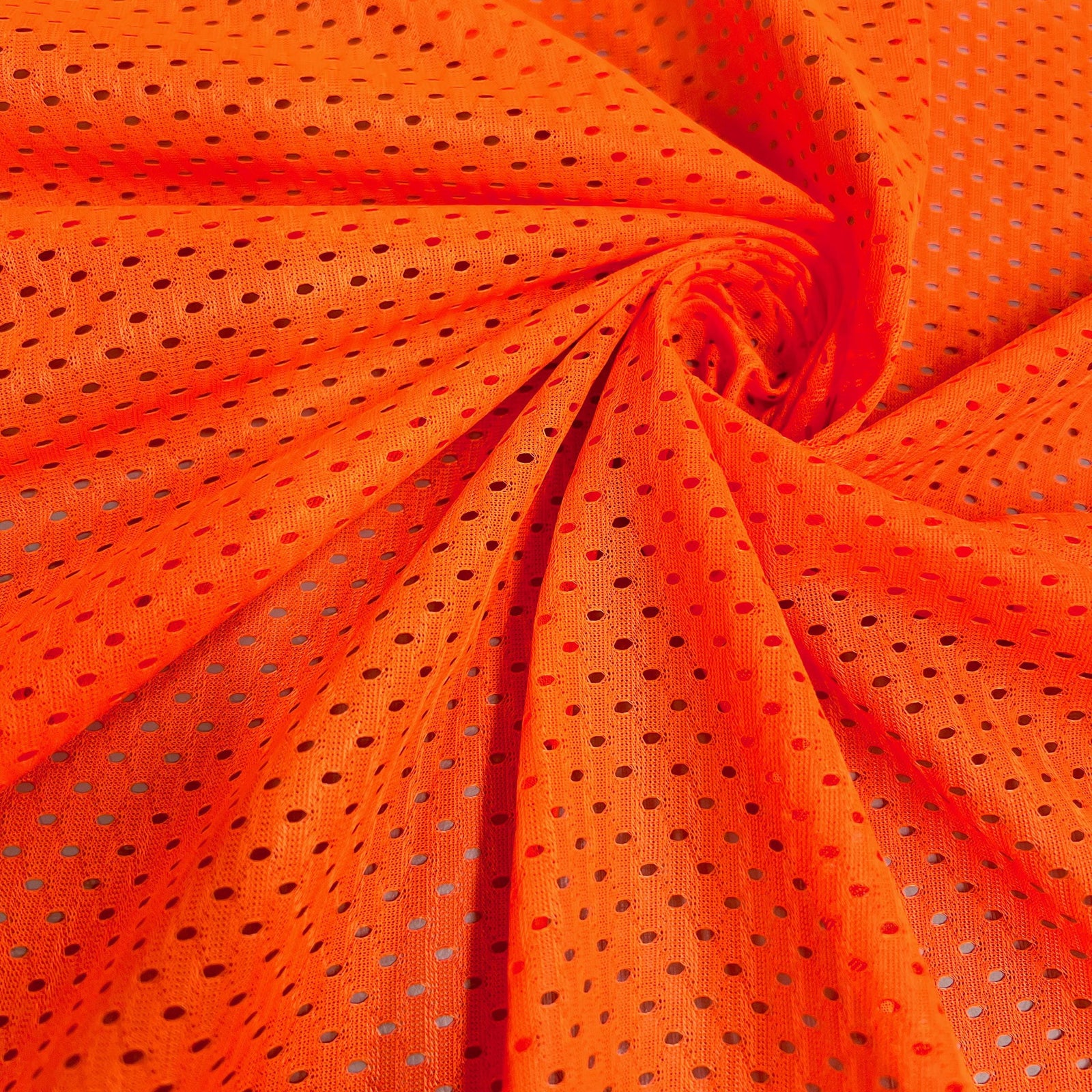 Sawyer NEON ORANGE Polyester Football Sports Mesh Knit Fabric by the Yard