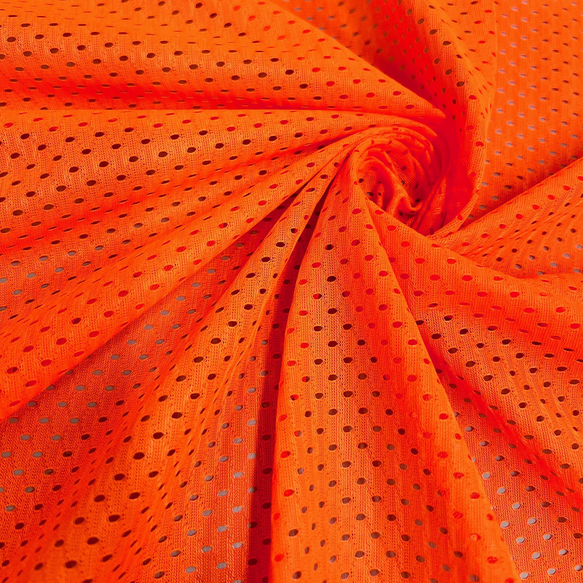 Sawyer NEON ORANGE Polyester Football Sports Mesh Knit Fabric by the Yard