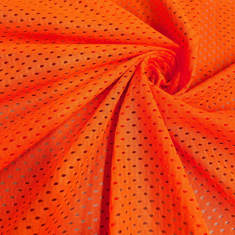 Sawyer NEON ORANGE Polyester Football Sports Mesh Knit Fabric by the Yard