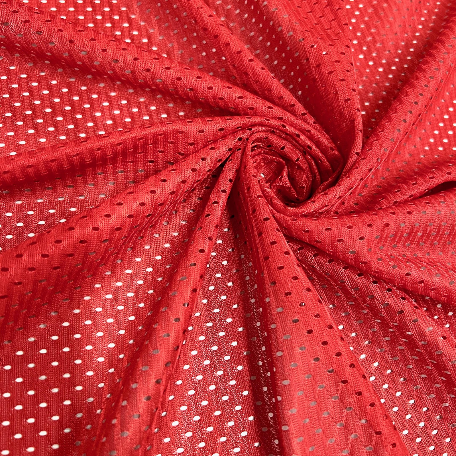 Sawyer RED Polyester Football Sports Mesh Knit Fabric by the Yard - 10047