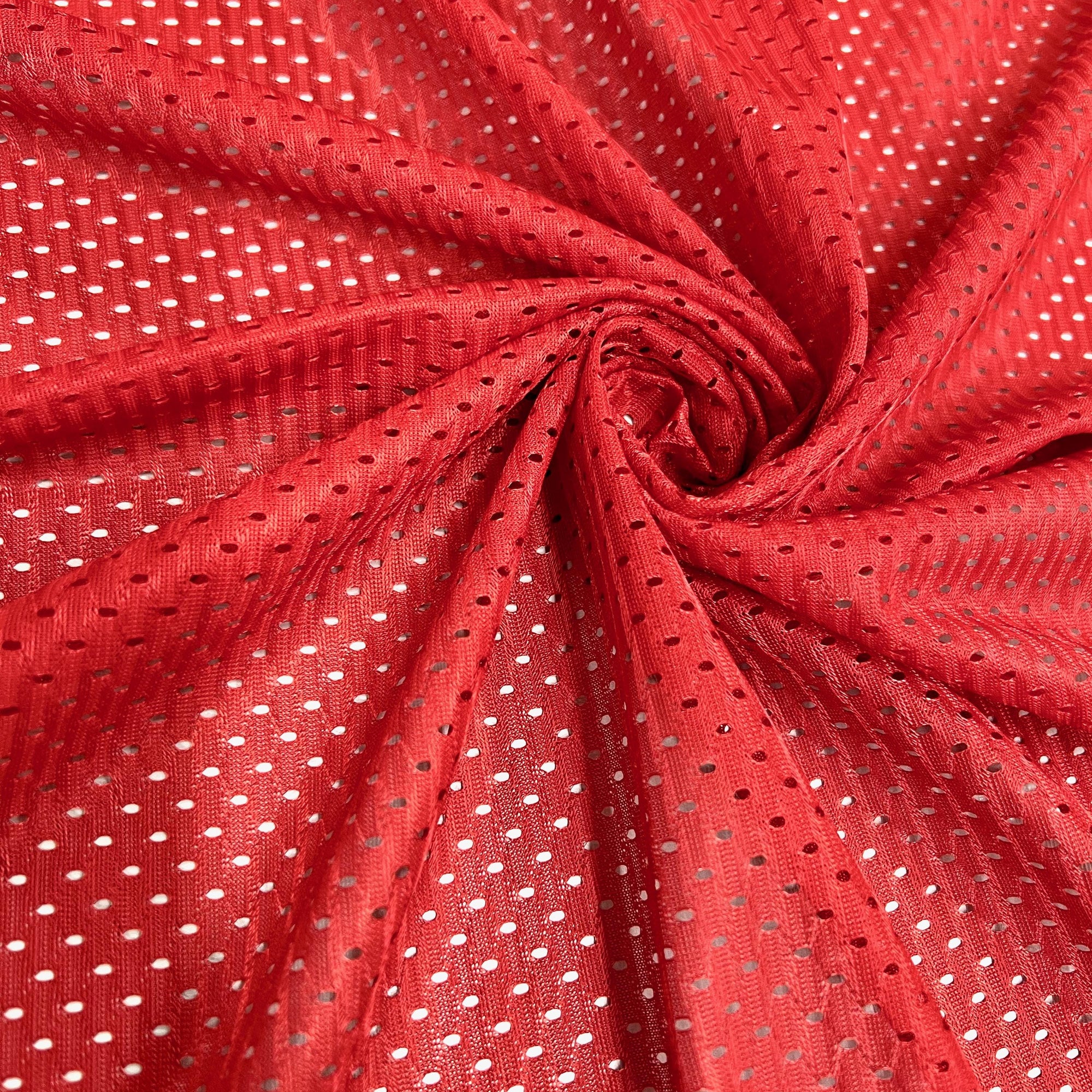Sawyer RED Polyester Football Sports Mesh Knit Fabric by the Yard - 10047