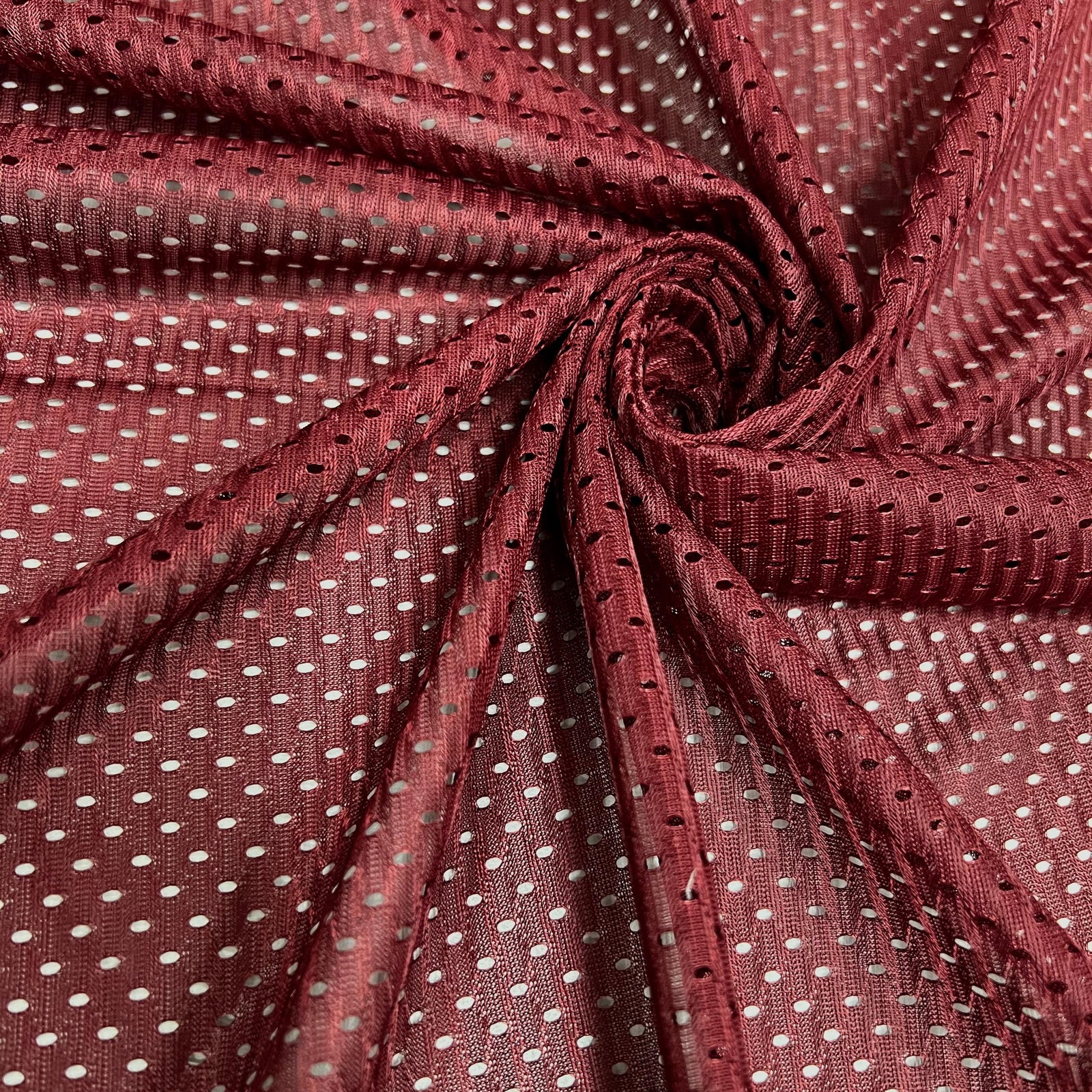 Sawyer BURGUNDY Polyester Football Sports Mesh Knit Fabric by the Yard - 10047