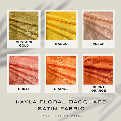 Kayla Polyester Floral Jacquard Satin Fabric by the Yard for Clothes, Costumes, Home Decorations, Arts and Crafts