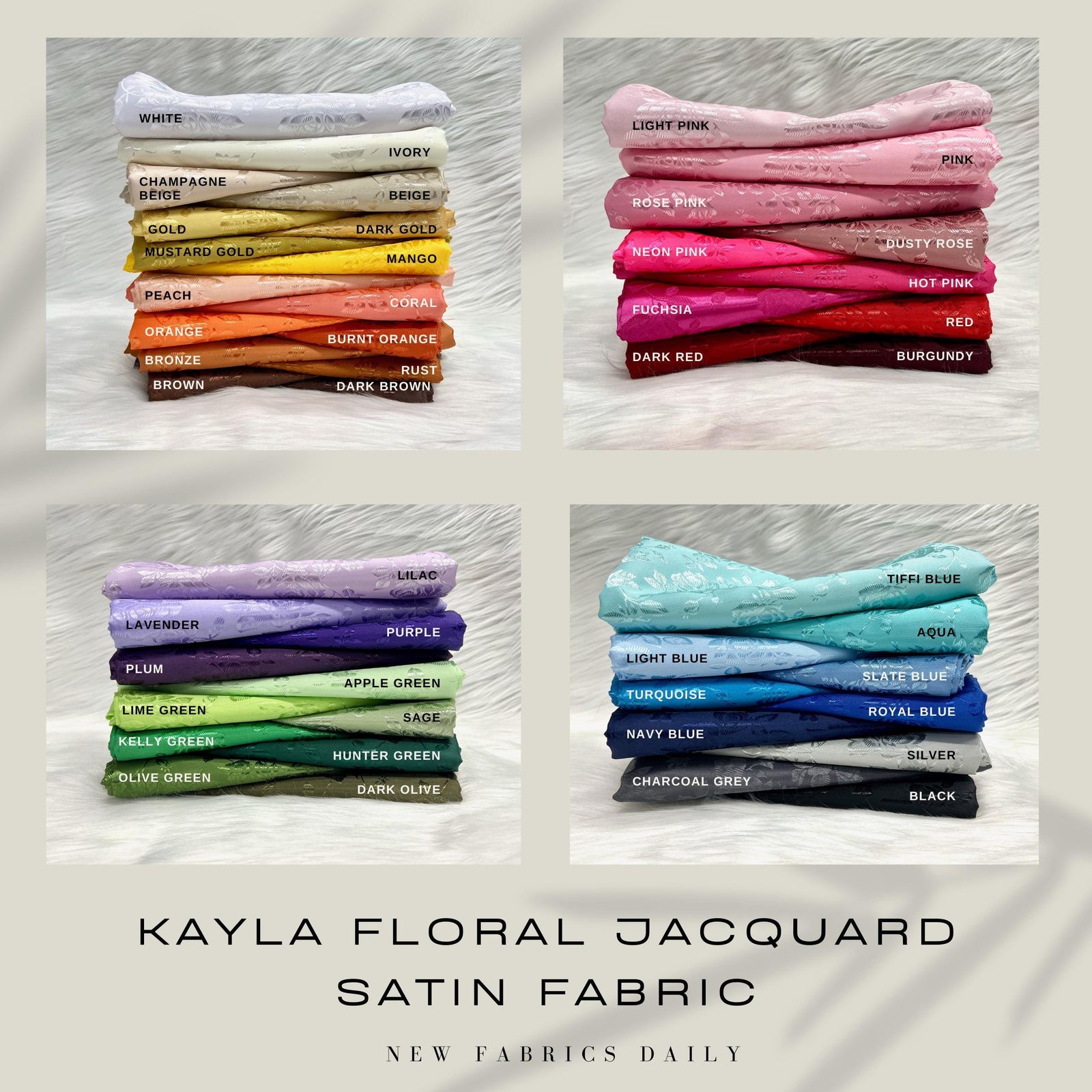 Kayla Polyester Floral Jacquard Satin Fabric by the Yard for Clothes, Costumes, Home Decorations, Arts and Crafts