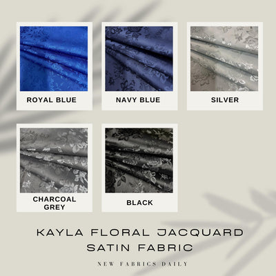 Kayla Polyester Floral Jacquard Satin Fabric by the Yard for Clothes, Costumes, Home Decorations, Arts and Crafts