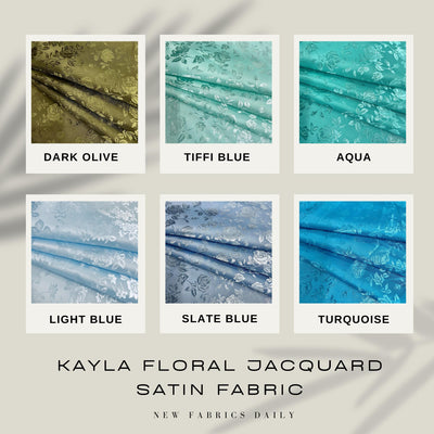 Kayla Polyester Floral Jacquard Satin Fabric by the Yard for Clothes, Costumes, Home Decorations, Arts and Crafts